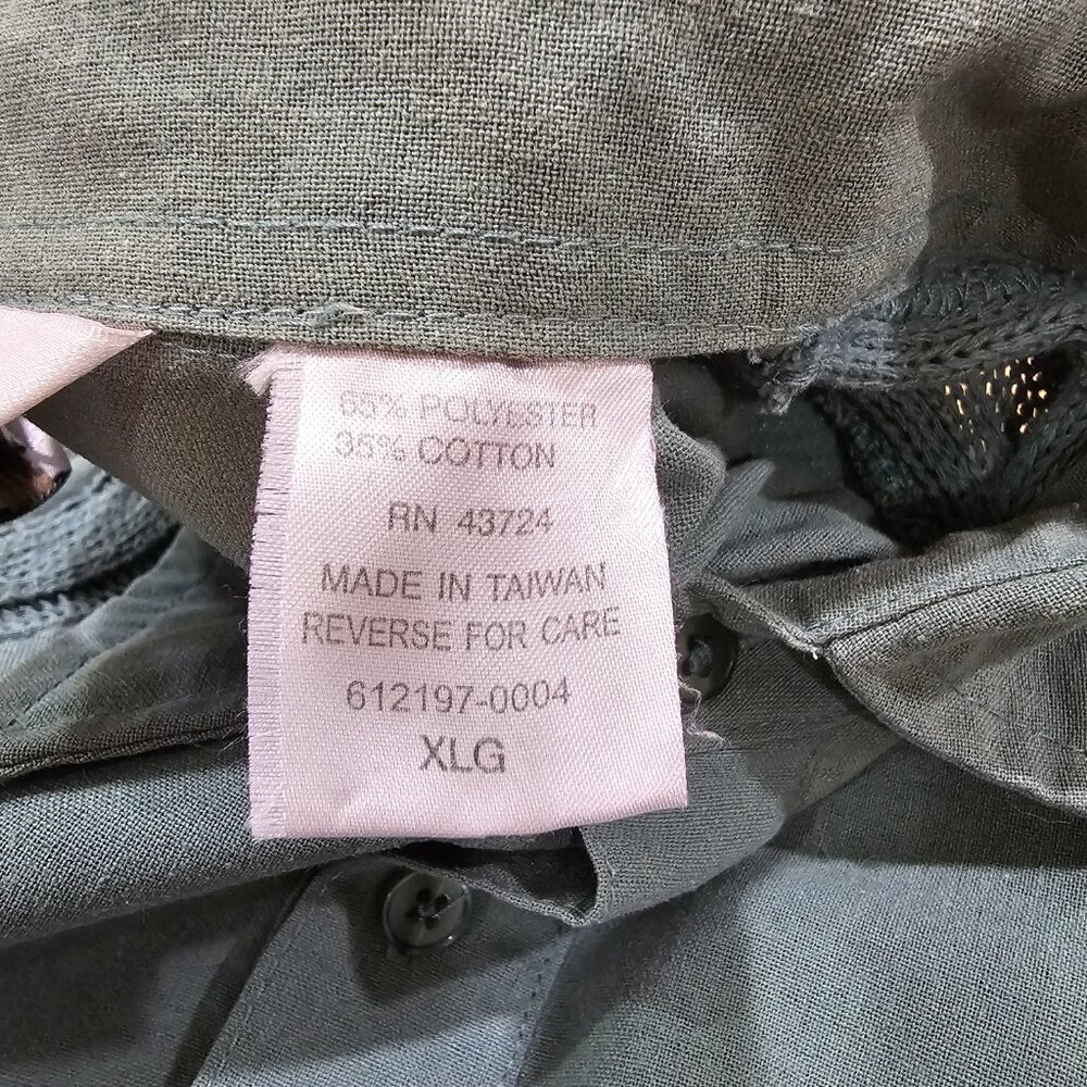 Vintage Men's Classics by Palmland Collar Shirt Sage Green Banded Waist Size XL - Picture 6 of 7